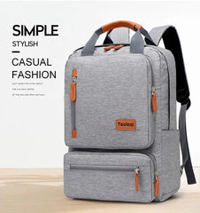 Waterproof Laptop Backpack Light 15in Bag Anti-theft Travel Gray
