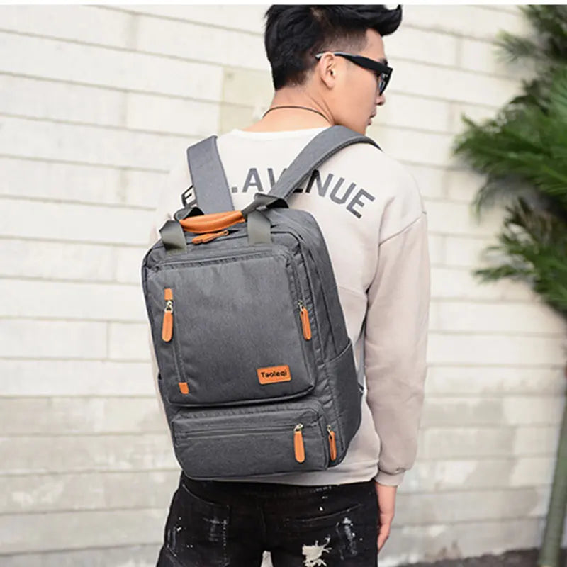 Waterproof Laptop Backpack Light 15in Bag Anti-theft Travel Gray
