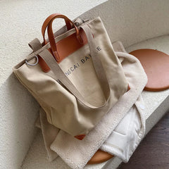 Canvas Crossbody Bag Letters Large Tote Shoulder Messenger Bag