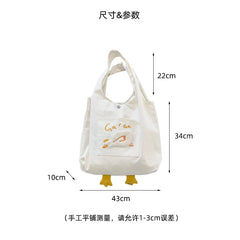 Plush Duck Tote Bag Casual Canvas Shoulder Bag for Women