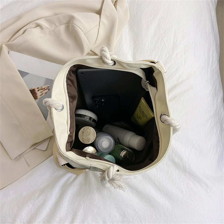 Casual Canvas Shoulder Messenger Bags for Women Large Capacity Travel Handbags
