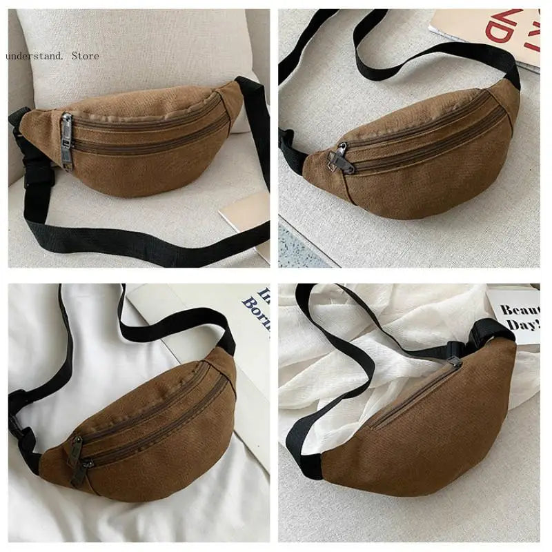 Canvas Waist Bag Convenient Belt Fanny Pack Mobile Phone Bag