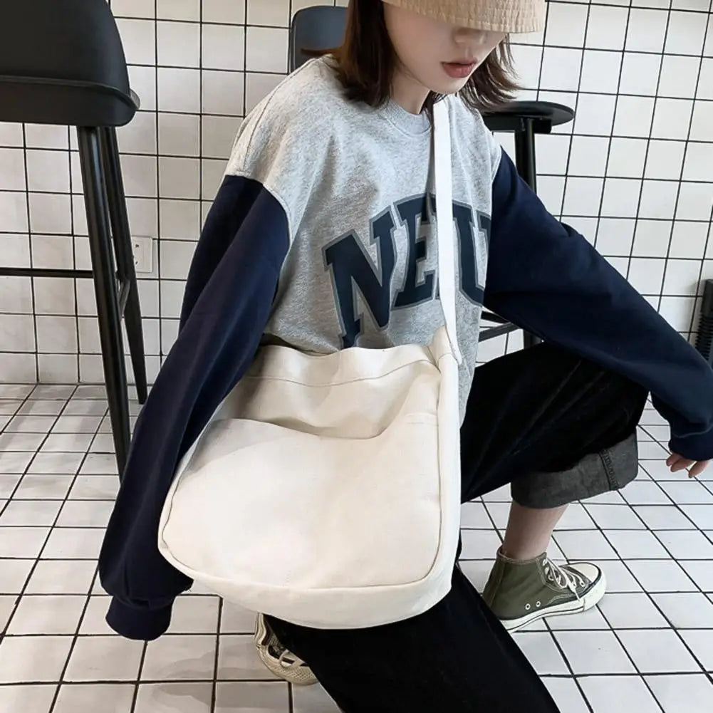 Casual Canvas Women Large Capacity Crossbody Bags Solid Ladies Shoulder Messenge