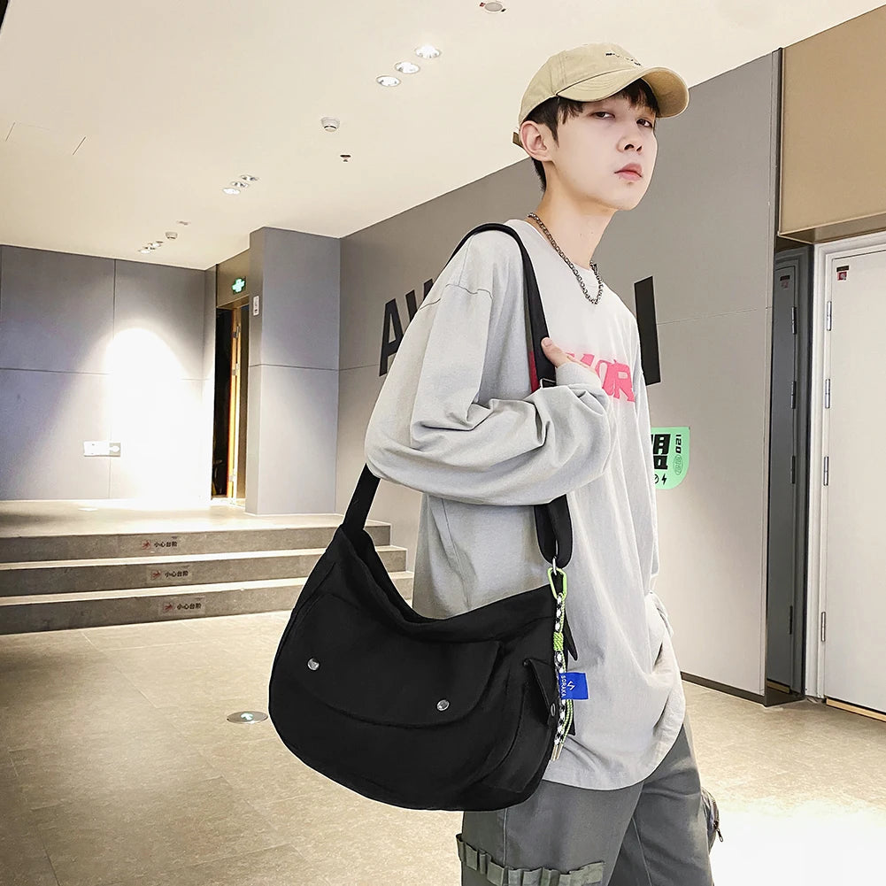 Casual Couple Phone Pouch Nylon Messenger Bag with Pendant