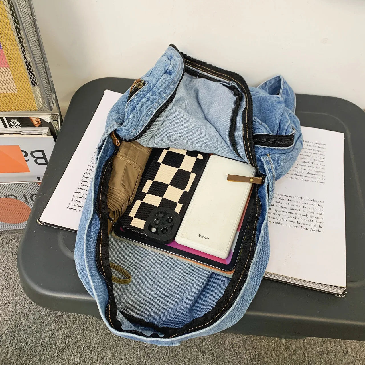 Casual Cowboy Women Backpack Large Capacity Denim Schoolbag for Teenage Girls