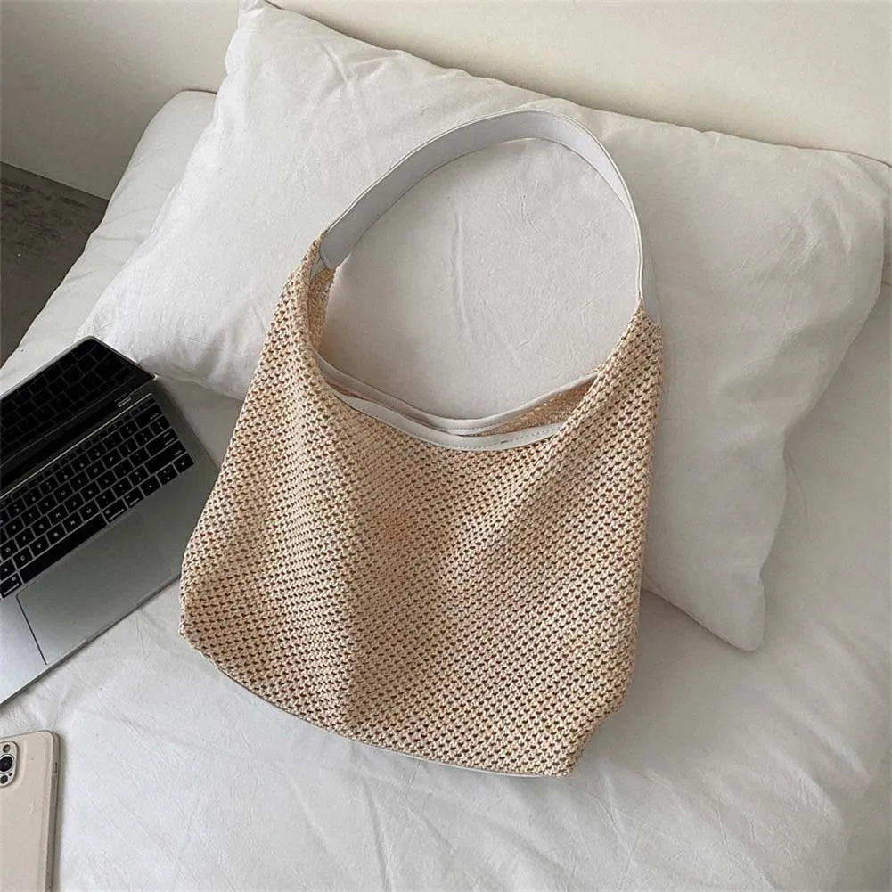 Casual Straw Mesh Shoulder Bag for Women