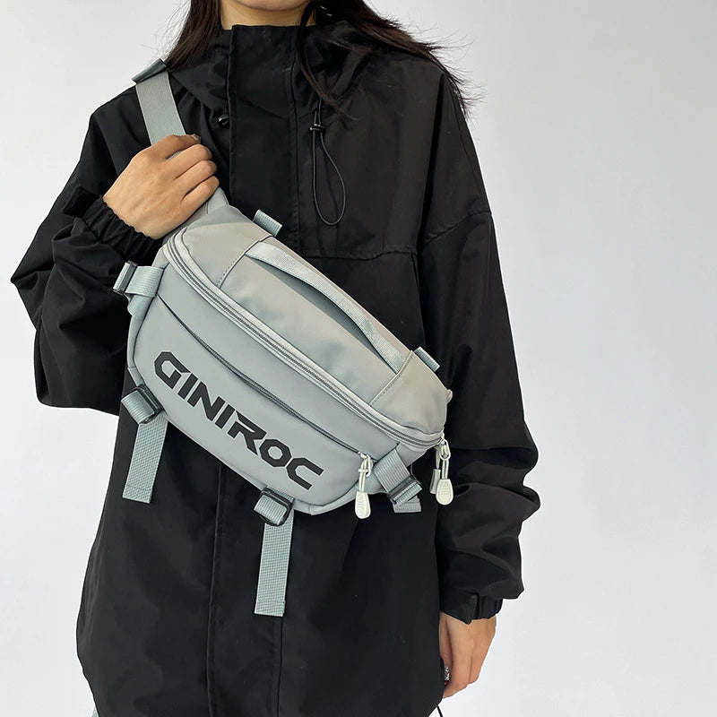 Casual Crossbody Bag Nylon Handbag Travel Chest Bag Waterproof Waist Pack