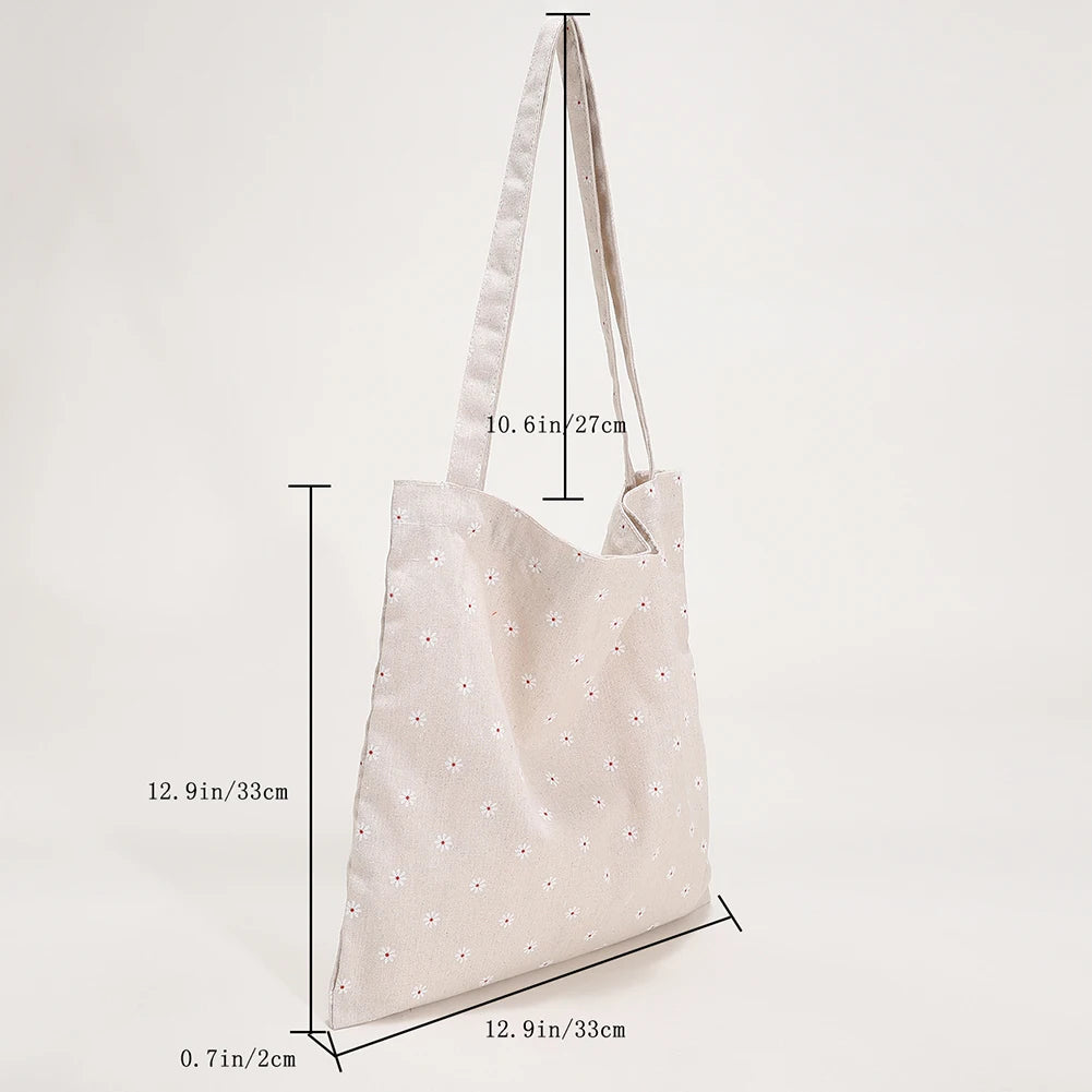 Casual Daisy Printing Ladies Tote Bags Summer Canvas Women Shoulder Bags