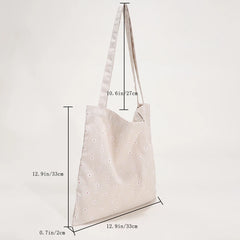 Casual Daisy Printing Ladies Tote Bags Summer Canvas Women Shoulder Bags