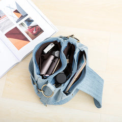 Denim Bucket Bag for Women Shoulder Crossbody Big Totes