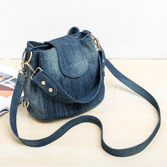 Denim Bucket Bag for Women Shoulder Crossbody Big Totes