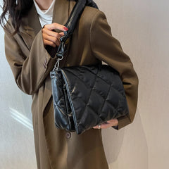 Casual Down Quilted Women's Shoulder Bag Soft Square Handbag for Women