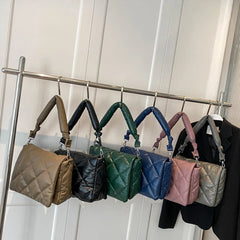 Casual Down Quilted Women's Shoulder Bag Soft Square Handbag for Women