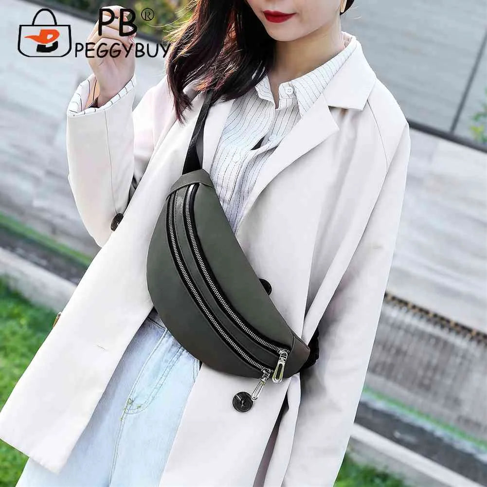 Casual Fanny Chest Bag Women Suede Waist Belt Pack Zipper Shoulder Crossbody Bag
