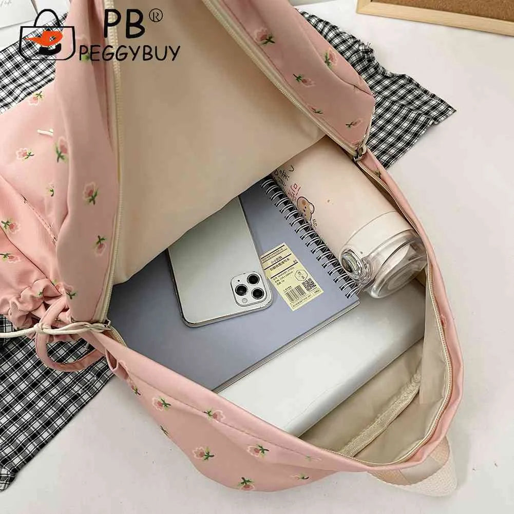 Floral Print Backpack Large Capacity School Bag