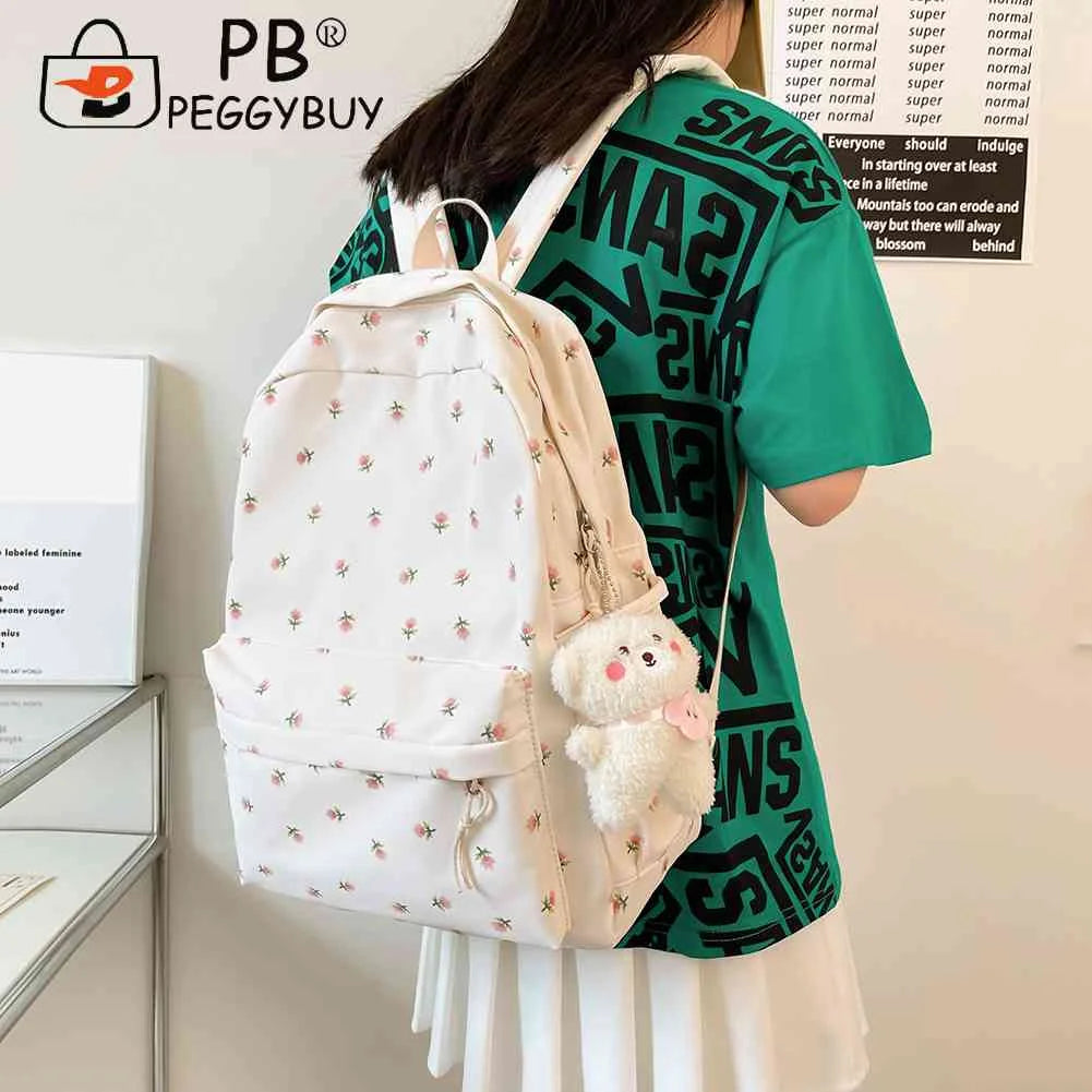 Floral Print Backpack Large Capacity School Bag