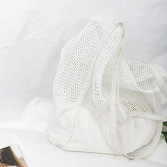 Casual Hollow Out Canvas Shoulder Bag Large Capacity Handbag