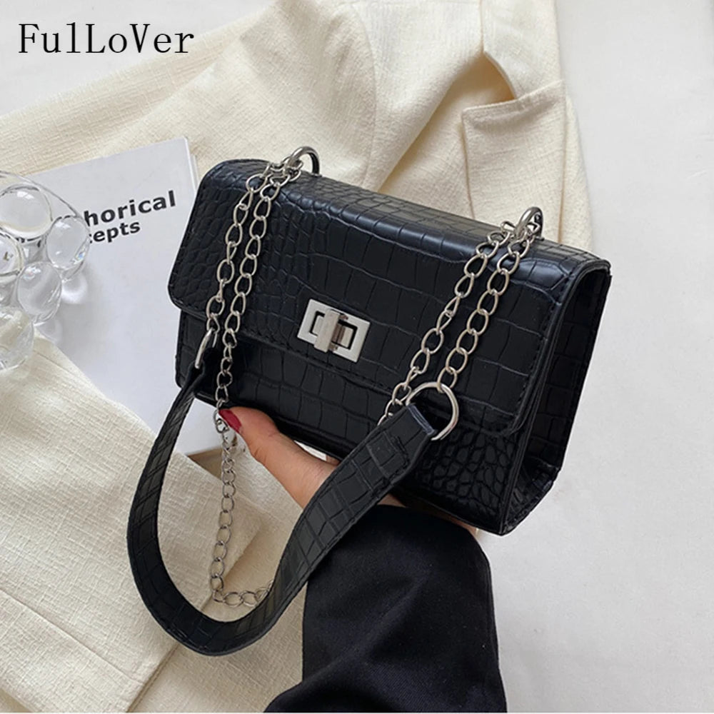 Casual Chain Shoulder Bags Crocodile Pattern Messenger Bags