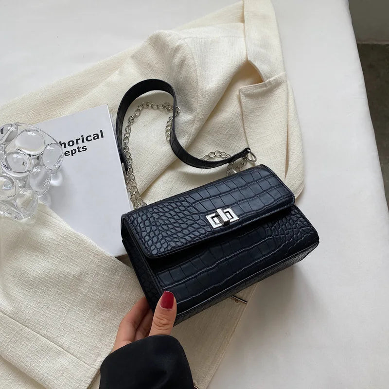 Casual Chain Shoulder Bags Crocodile Pattern Messenger Bags