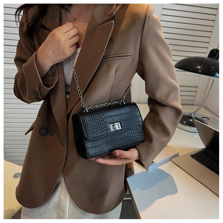 Casual Chain Shoulder Bags Crocodile Pattern Messenger Bags