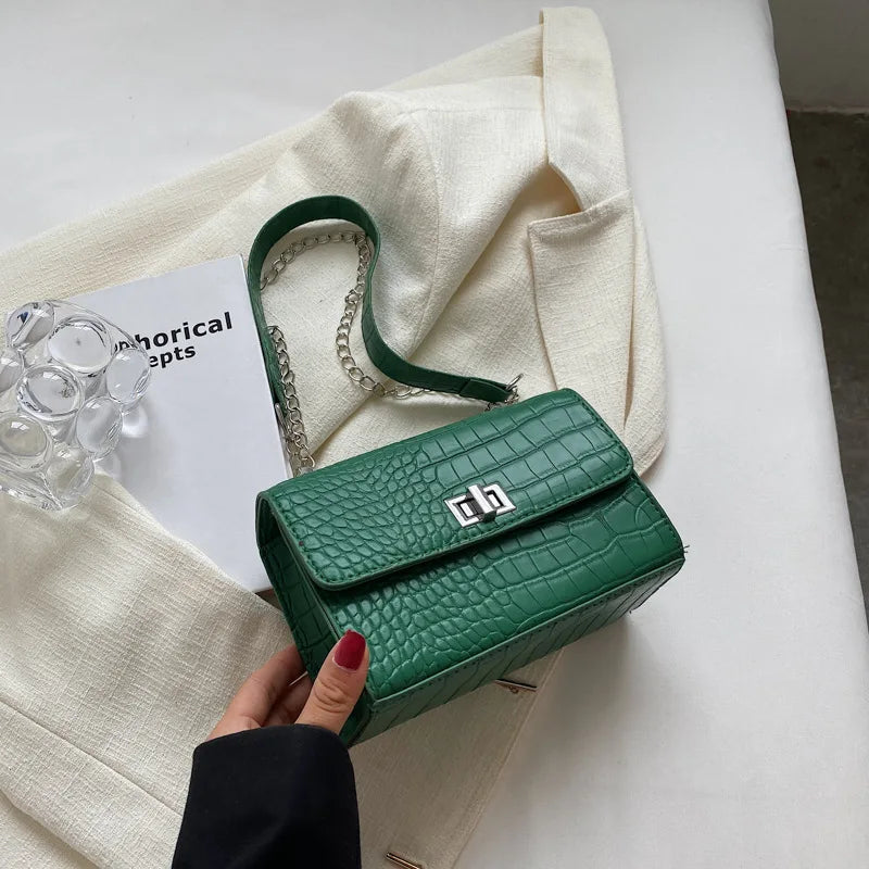 Casual Chain Shoulder Bags Crocodile Pattern Messenger Bags