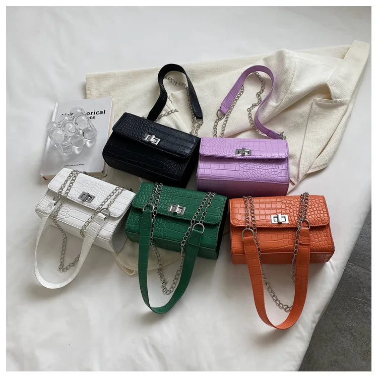 Casual Chain Shoulder Bags Crocodile Pattern Messenger Bags
