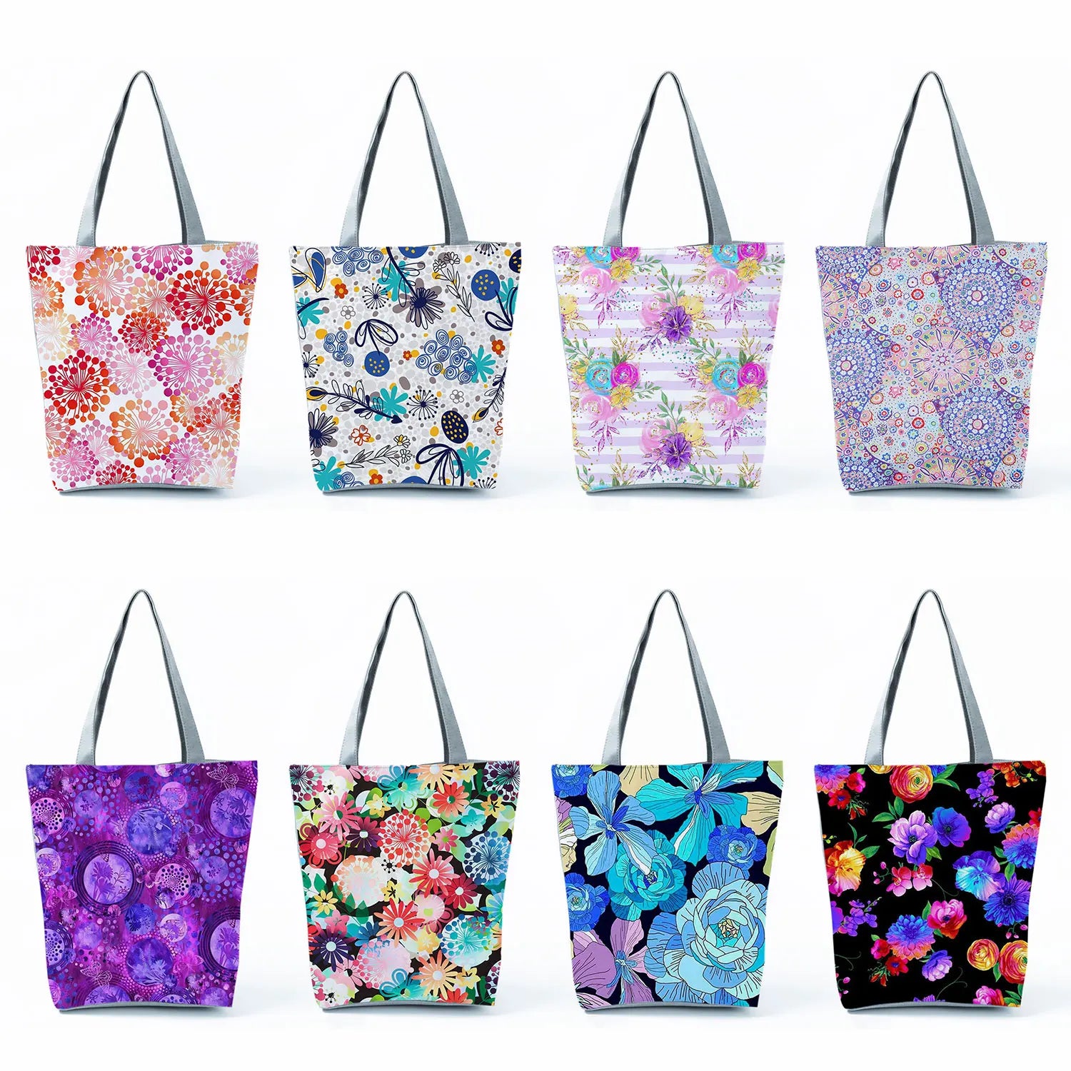 Portable Shopping Bag Pretty Blossom Print Handbags Foldable Beach Shoulder Bag