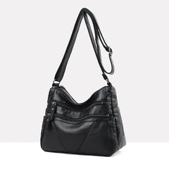 Women's Soft Leather Shoulder Bag Multi-Layer Vintage Crossbody Handbag