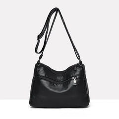 Women's Soft Leather Shoulder Bag Multi-Layer Vintage Crossbody Handbag