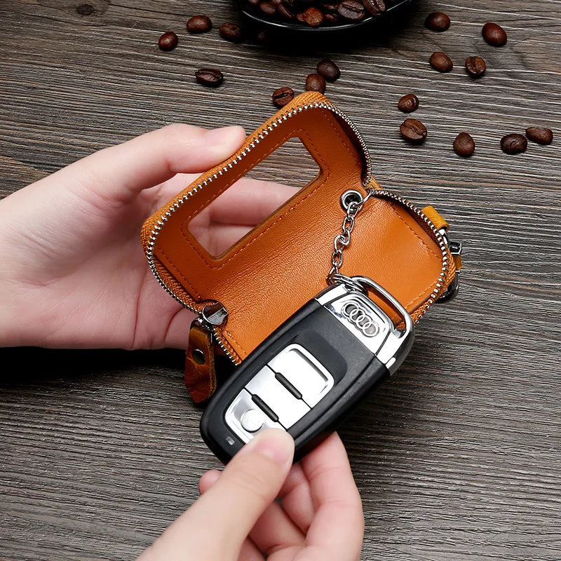 Women Leather Car Key Holders Housekeeper Multifunctional Keychain Case