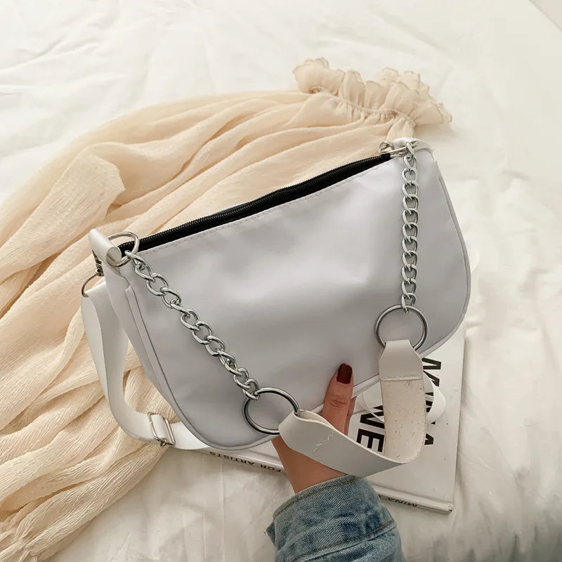 Casual Ladies Crossbody Bags Nylon Chain Bag Vintage Shoulder Bags