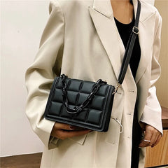 Casual Ladies Mini Handbags Checkered PU Leather Crossbody Purse