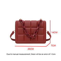 Casual Mini Handbag Flap Purse Checkered PU Leather Solid Crossbody Bag