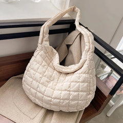 Lattice Pattern Eiderdown Shoulder Bag - Portable Travel Tote