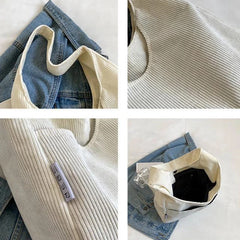 Casual Corduroy Shopping Tote Winter Shoulder Bag Women Student Bag