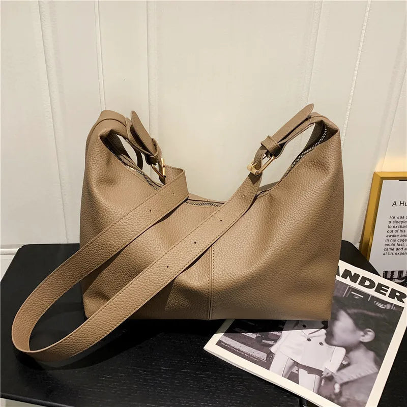 Soft Pu Leather Large Shoulder Bag for Women Crossbody Tote