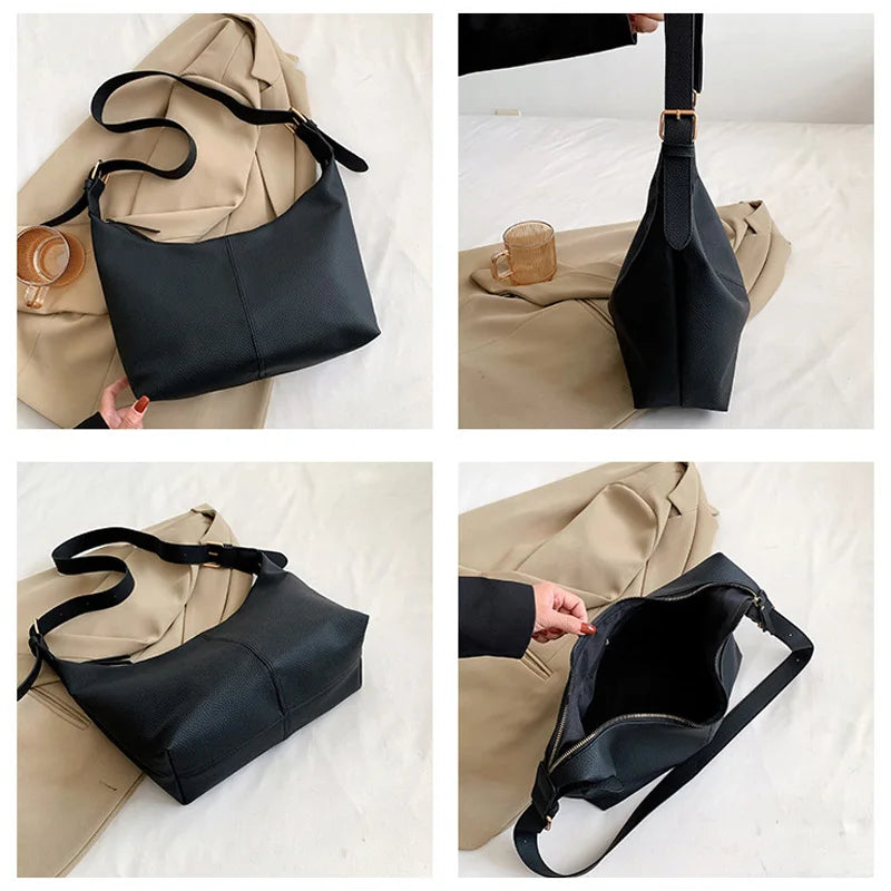 Soft Pu Leather Large Shoulder Bag for Women Crossbody Tote