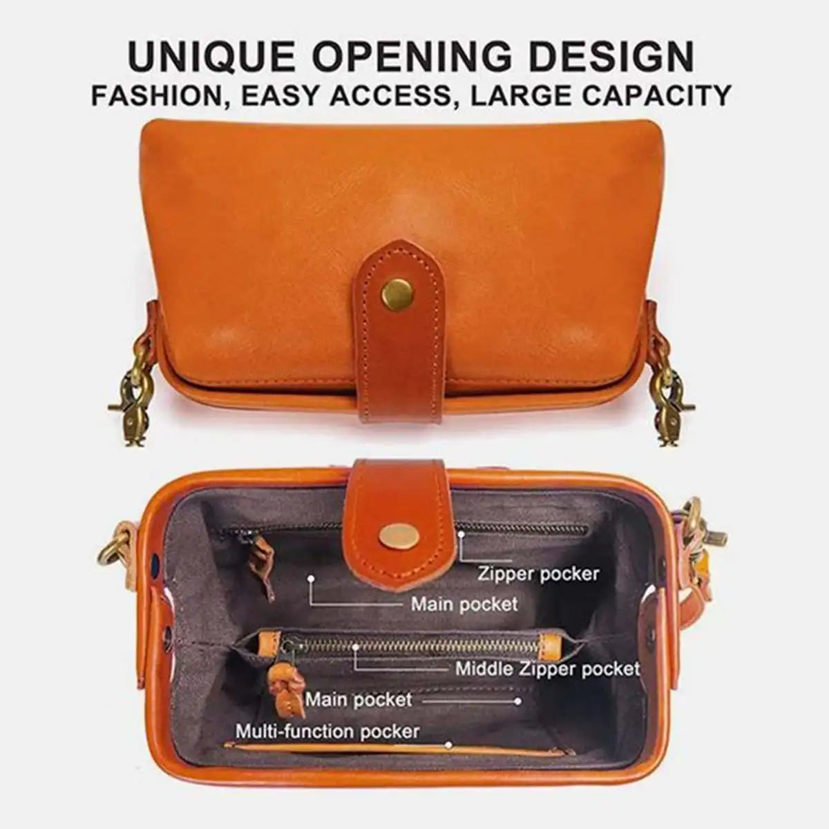 Casual Leather Shoulder Bags Doctor Bag Clutch