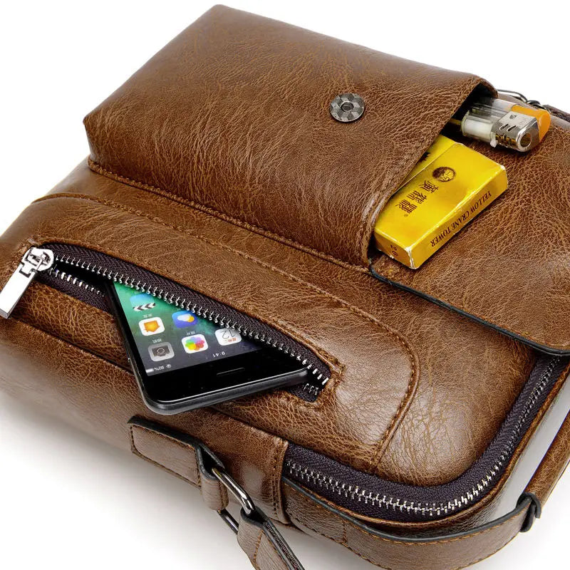 Casual Men Shoulder Bag Vintage Crossbody Bags Male Bag PU Handbag Capacity