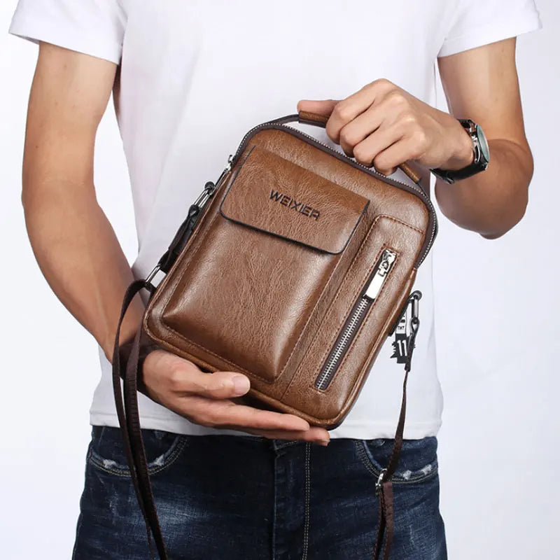 Casual Men Shoulder Bag Vintage Crossbody Bags Male Bag PU Handbag Capacity