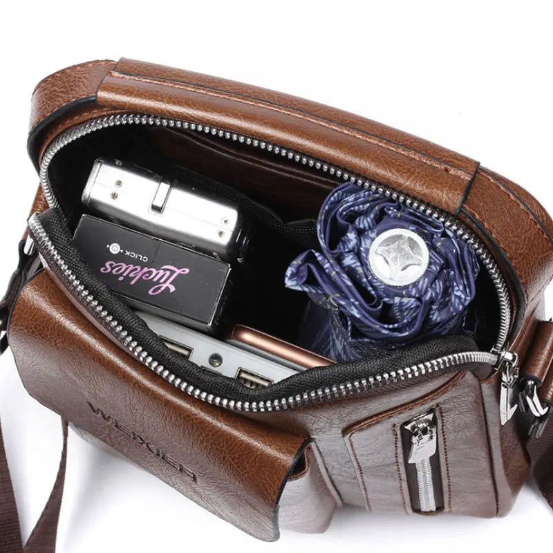 Casual Men Shoulder Bag Vintage Crossbody Bags Male Bag PU Handbag Capacity