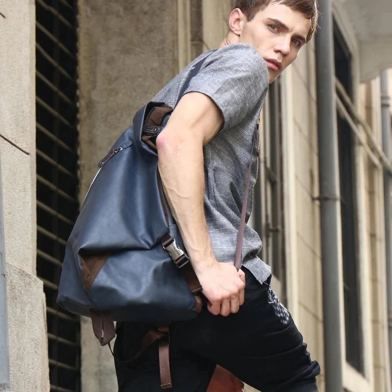 Men's PU High-End Backpack Multi-Function Large Capacity Classic Backpack