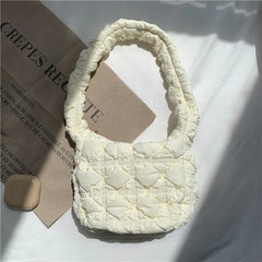 Casual Nylon Lingge Quilted Women Shoulder Bag Ruched Padded Crossbody