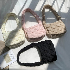Casual Nylon Lingge Quilted Women Shoulder Bag Ruched Padded Crossbody