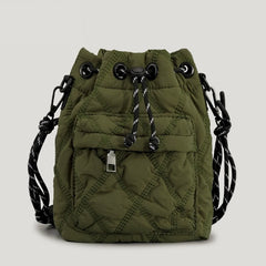 Women Shoulder Bags Quilted Drawsting Crossbody Bag Vintage Bucket Bag