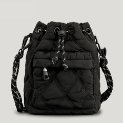 Women Shoulder Bags Quilted Drawsting Crossbody Bag Vintage Bucket Bag