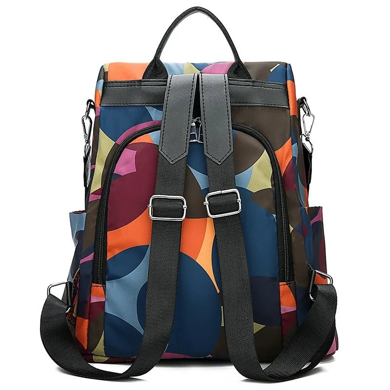 Colorful Oxford Cloth Women Backpack Anti Theft Schoolbag