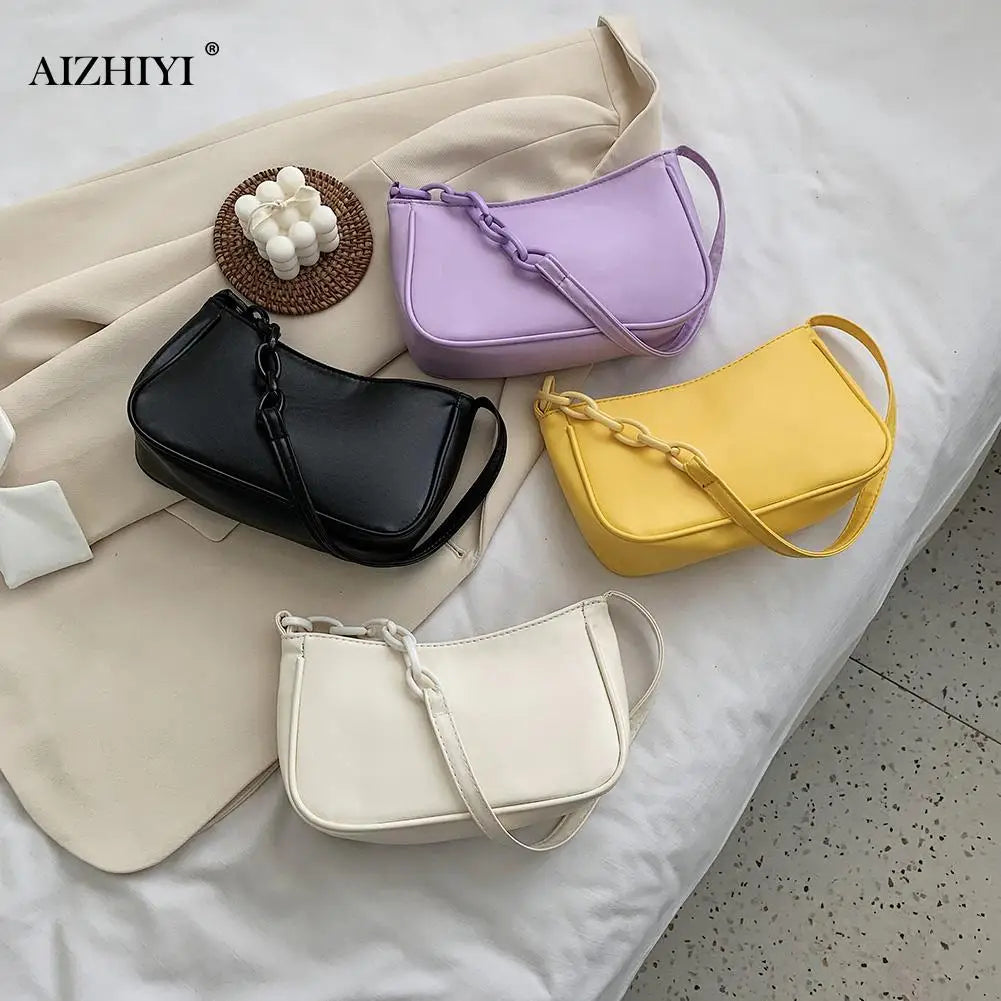 PU Leather Sling Handbag Purse Chain Shoulder Crossbody Bag