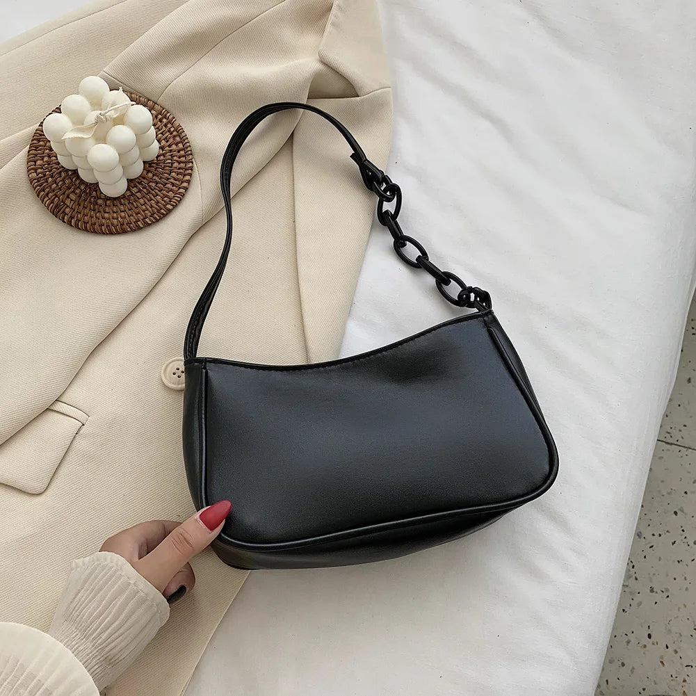PU Leather Sling Handbag Purse Chain Shoulder Crossbody Bag