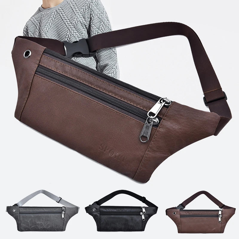 Vintage PU Leather Waist Bag for Men